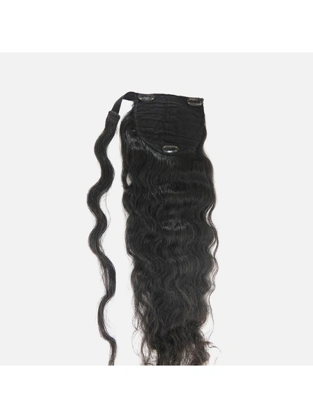 Cadenza Ponytail Hair Extensions Length 26 Inches-Curly-Natural Black-1