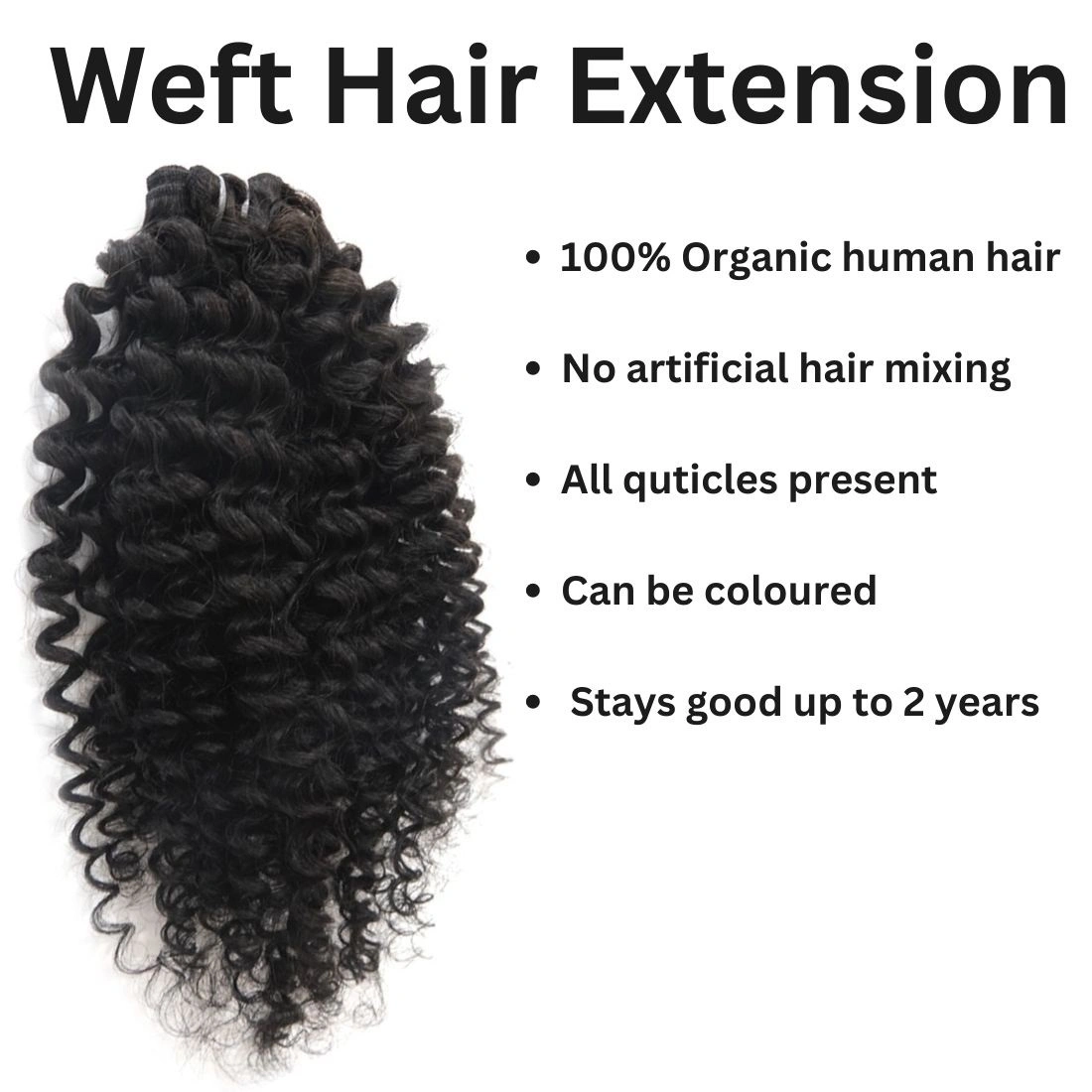 Sew In Weaves hair wefts Short Lengths 16&quot;, 18&quot;, 20&quot;-CURLY-NATURAL BLACK-16 INCH-2