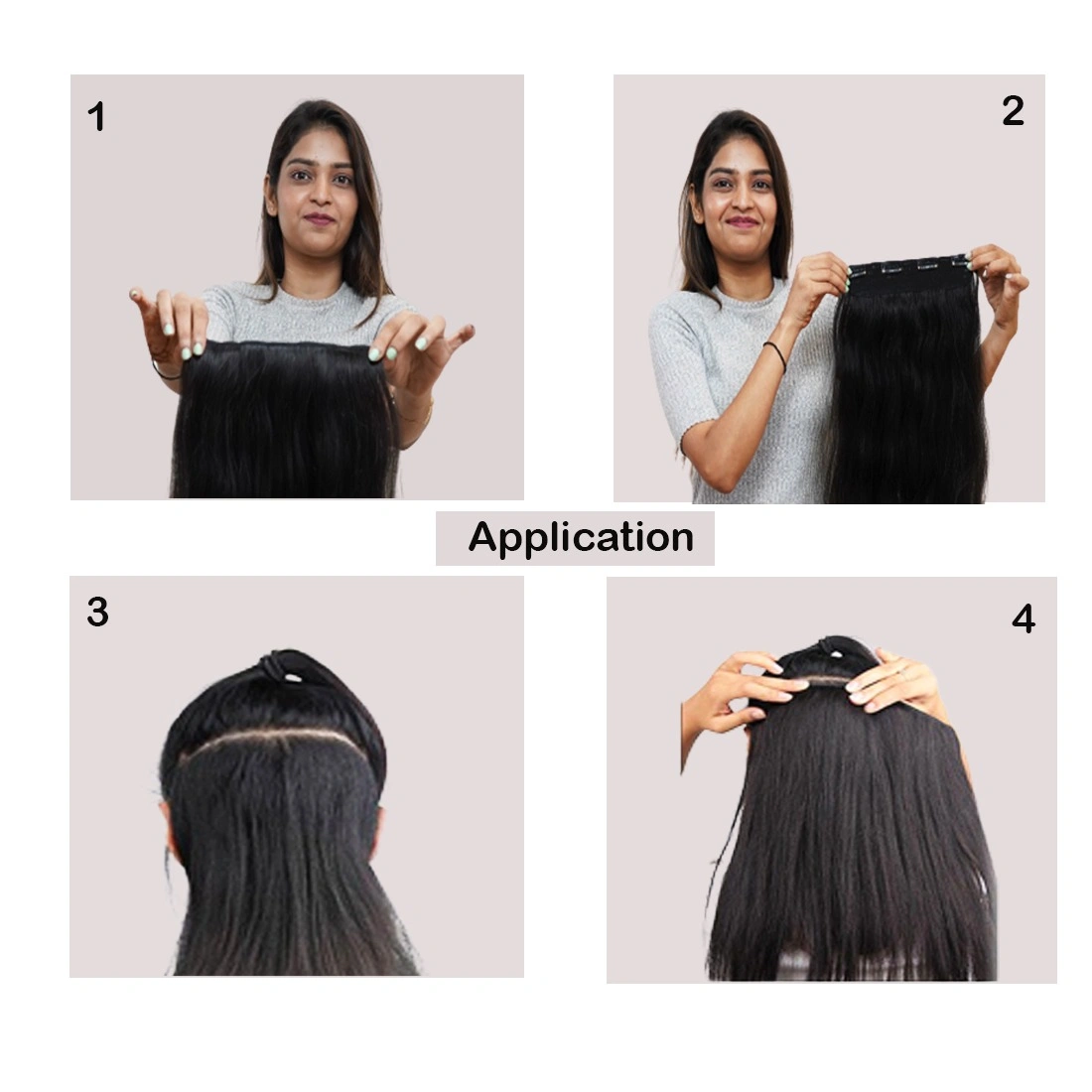 4 Clip Ear to Ear Hair Volumizer Long Lengths 24&quot;, 26&quot;, 28&quot;-26 INCH-NATURAL BLACK-Straight-3