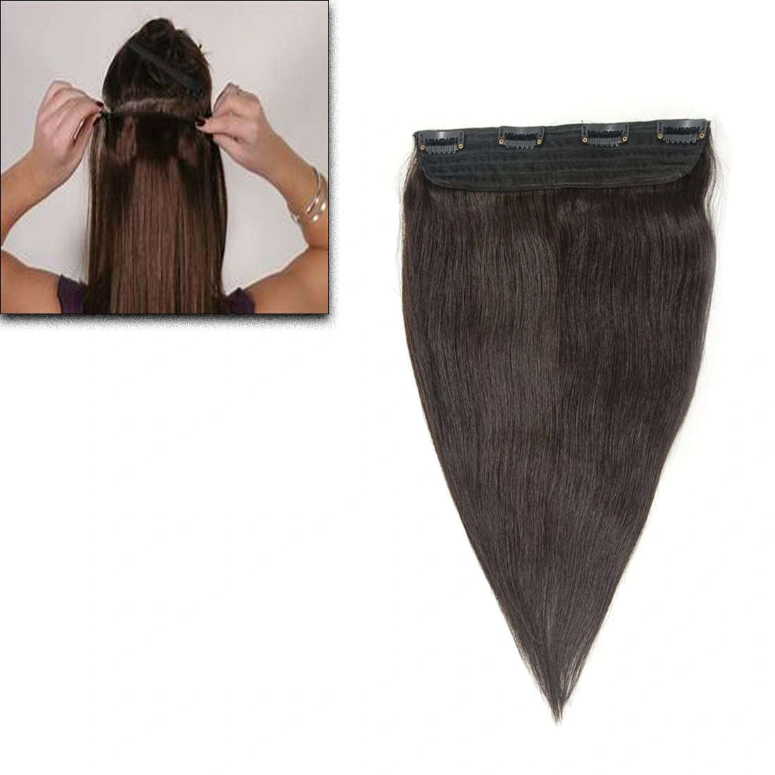 4 Clip Ear to Ear Hair Volumizer Short Lengths 8&quot;,10&quot;, 12&quot;, 14&quot;-Wavy-Dark Brown 967650-10 INCH-1