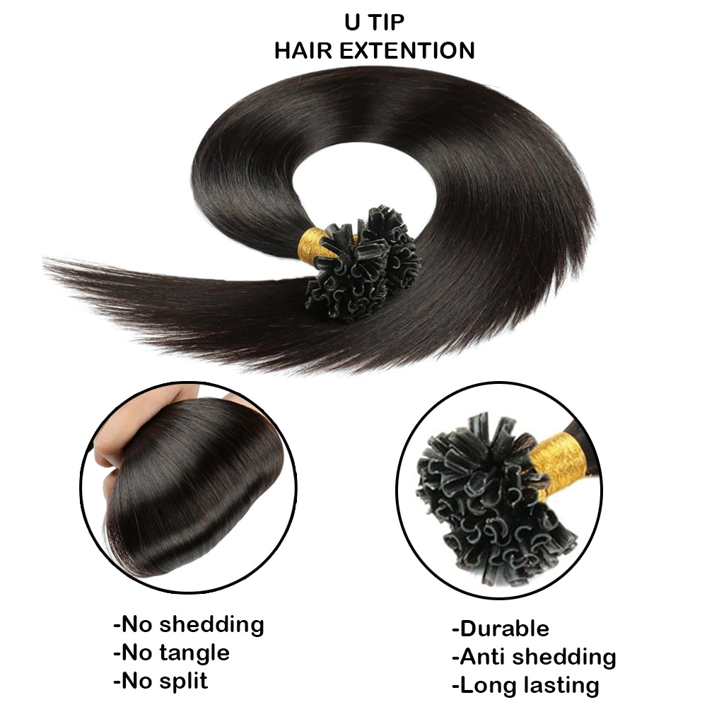 U-Tip Hair Extension Short Lengths 12&quot;, 14&quot;, 16&quot;-Straight-Natural Black-14 INCH-4