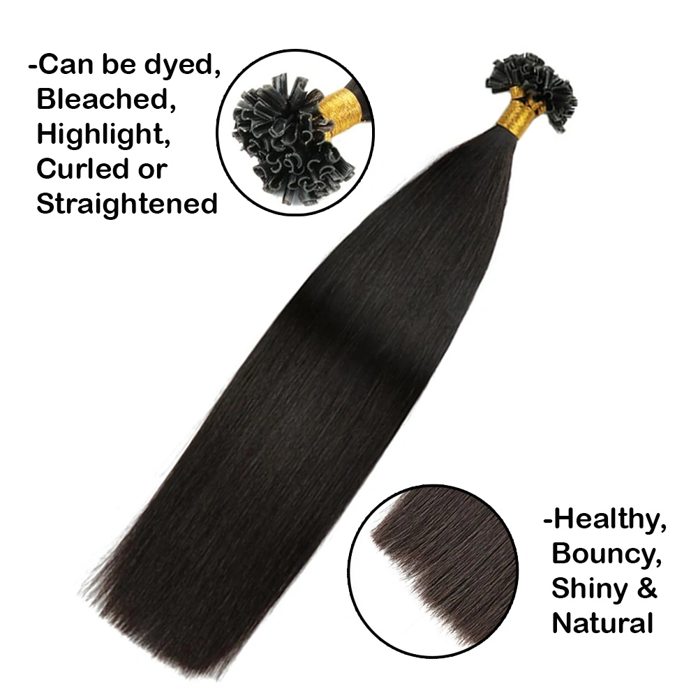 U-Tip Hair Extension Short Lengths 12&quot;, 14&quot;, 16&quot;-Straight-Natural Black-16 INCH-3