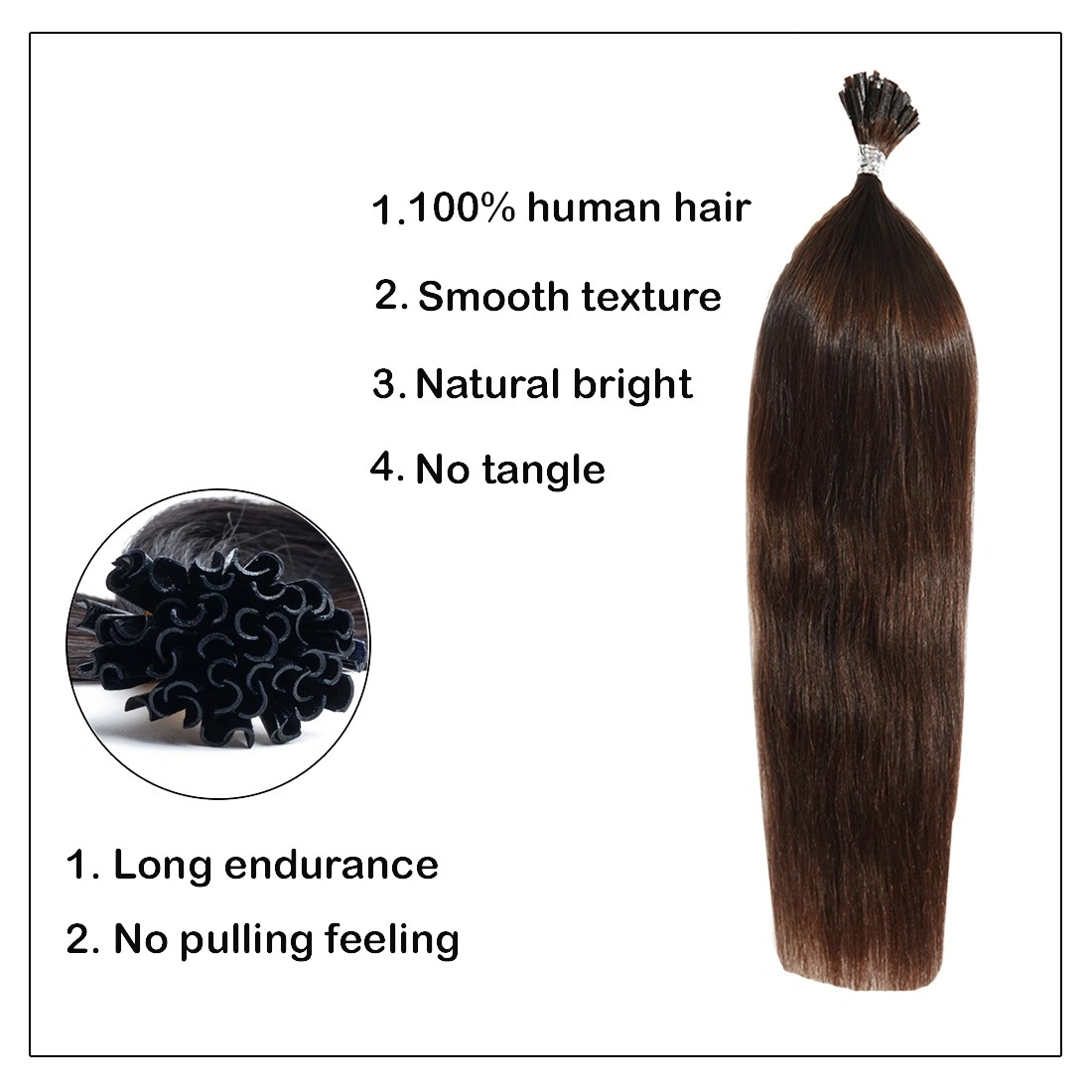 U-Tip Hair Extension Short Lengths 12&quot;, 14&quot;, 16&quot;-Straight-Dark Brown-12 INCH-2