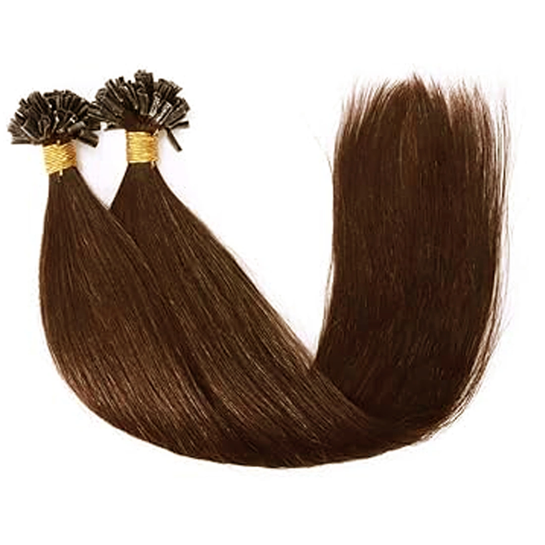 U-Tip Hair Extension Short Lengths 12&quot;, 14&quot;, 16&quot;-Wavy-Brown-14 INCH-3