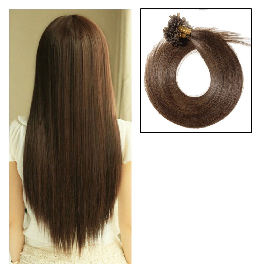 U-Tip Hair Extension Medium Lengths 18&quot;, 20&quot;, 22&quot;-Straight-Brown-18 INCH-1