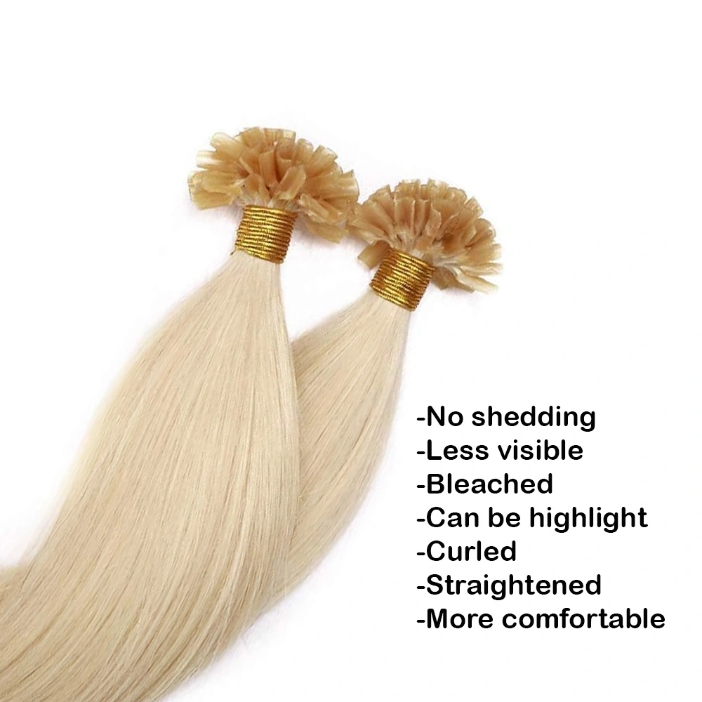 U-Tip Hair Extension Medium Lengths 18&quot;, 20&quot;, 22&quot;-Straight-Blonde (#101)-18 INCH-3