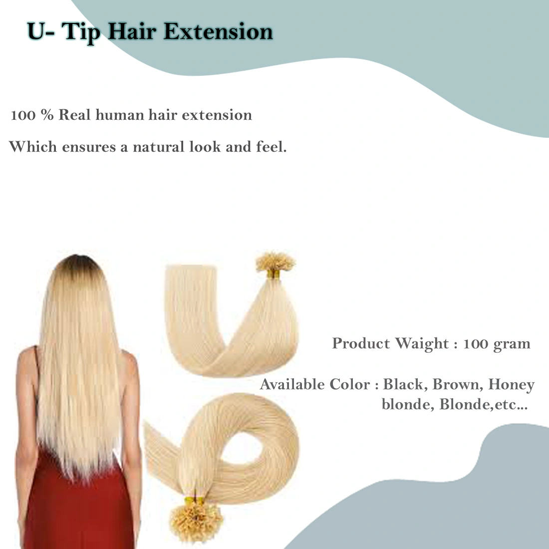 U-Tip Hair Extension Medium Lengths 18&quot;, 20&quot;, 22&quot;-Straight-Blonde (#101)-20 INCH-1