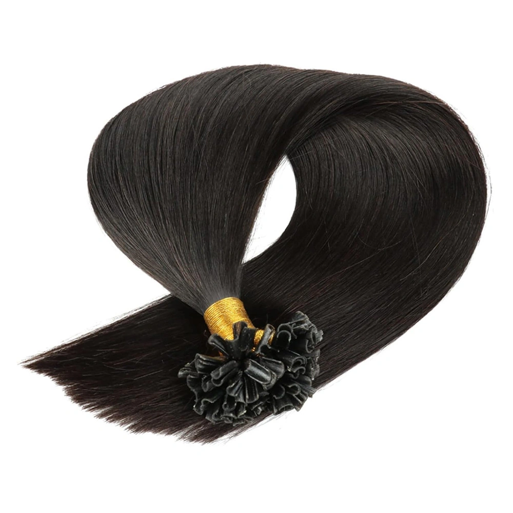 U-Tip Hair Extension Medium Lengths 18&quot;, 20&quot;, 22&quot;-Wavy-Natural Black-18 INCH-2