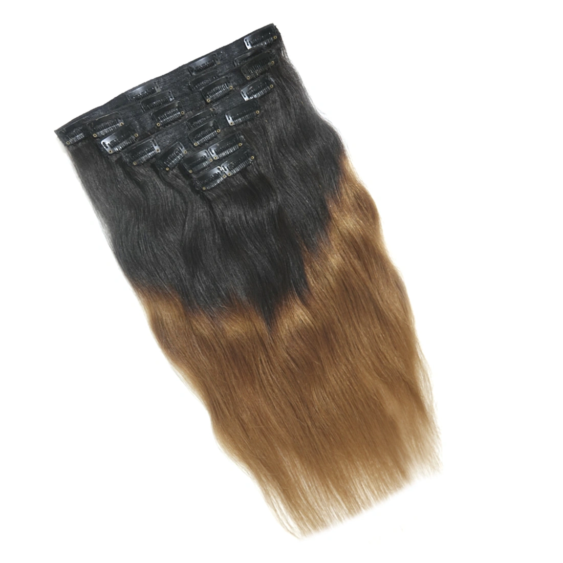 7 Pcs Clip in Hair Extension Medium Lengths : 18&quot;, 20&quot;, 22&quot;-Wavy-Omb - #1b-#27-20 inch-1