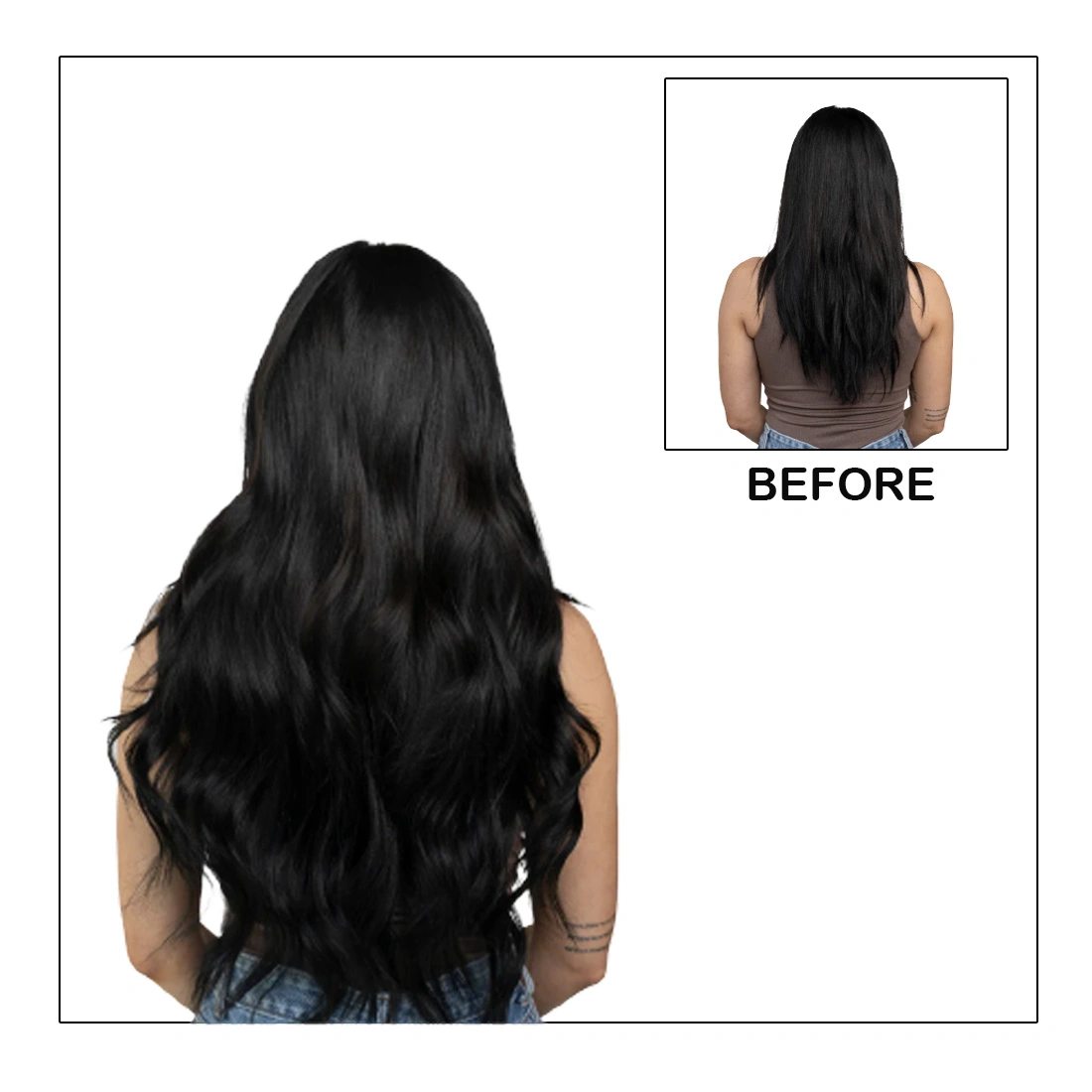 7 Pcs Clip in Hair Extension Medium Lengths : 18&quot;, 20&quot;, 22&quot;-25-CH-CLIPIN-7PCS-NB-18-WAVY