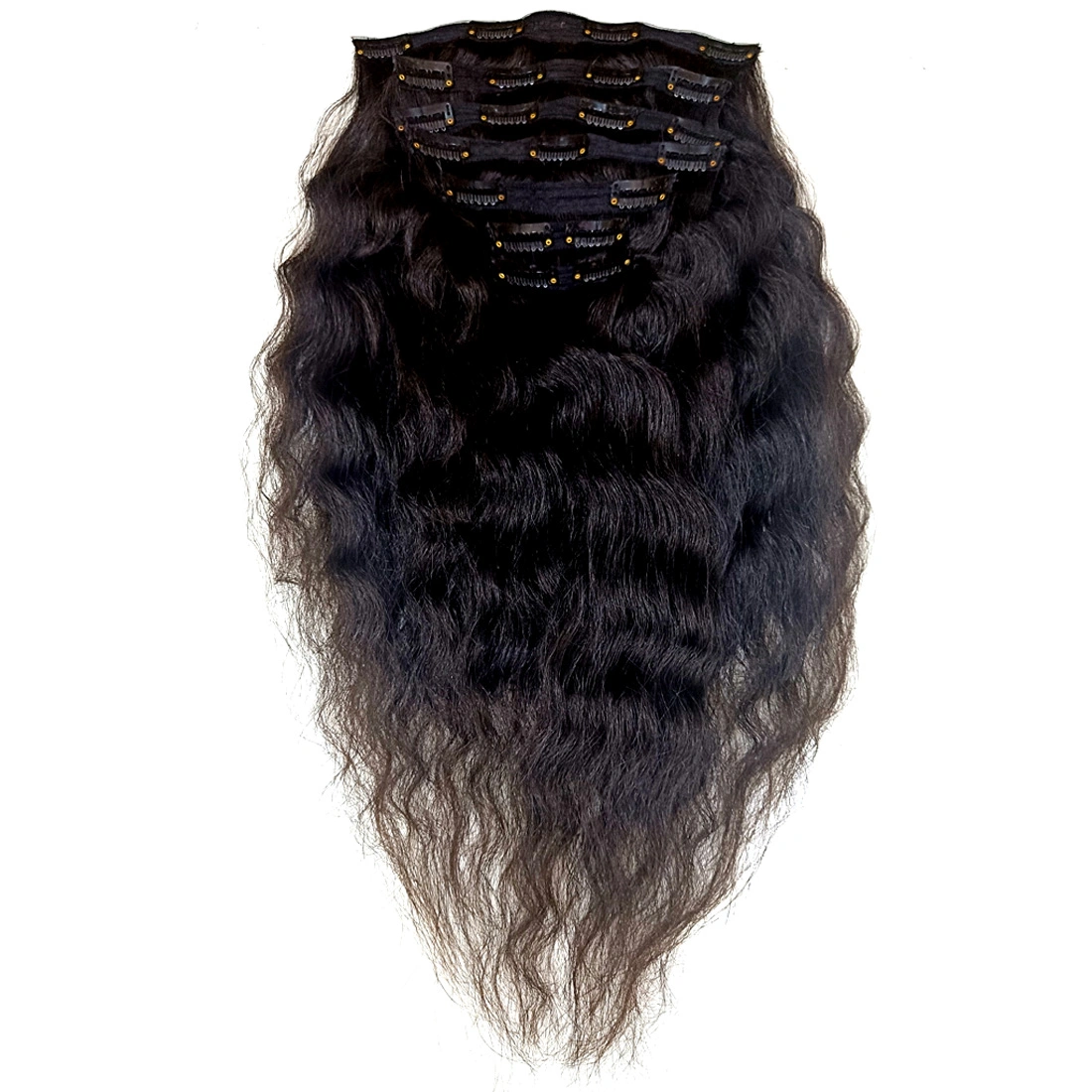 7 Pcs Clip in Hair Extension Medium Lengths : 18&quot;, 20&quot;, 22&quot;-Curly-Natural Black-22 inch-1