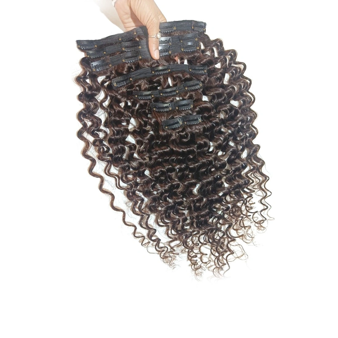 7 Pcs Clip in Hair Extension Medium Lengths : 18&quot;, 20&quot;, 22&quot;-Curly-Brown-18 inch-1