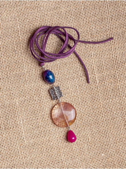 Handmade Semi-Precious Stones Sleek Pendant Strung with Suede Cord-LAA-NL-007