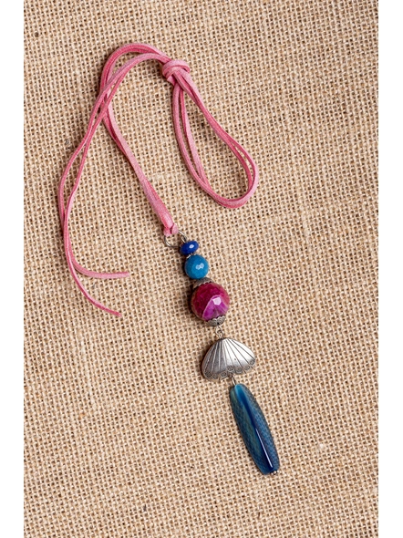 Handmade Semi-Precious Stones Sleek Pendant Strung with Suede Cord-LAA-NL-009