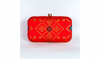 Handcrafted Red Brocade Clutch cum Sling