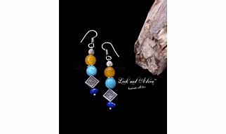 Handcrafted Semi Precious Agate with German Silver Earrings