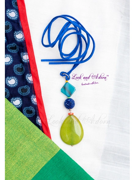 Handmade Designer Sleek Neckpiece with Agate Onyx Coral and Acrylic Bead-LAA-NL-036