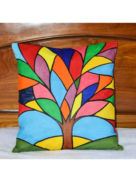 Hand Painted Cotton Cushion Cover (16inch X 16inch)-LAA-HD-CC-006