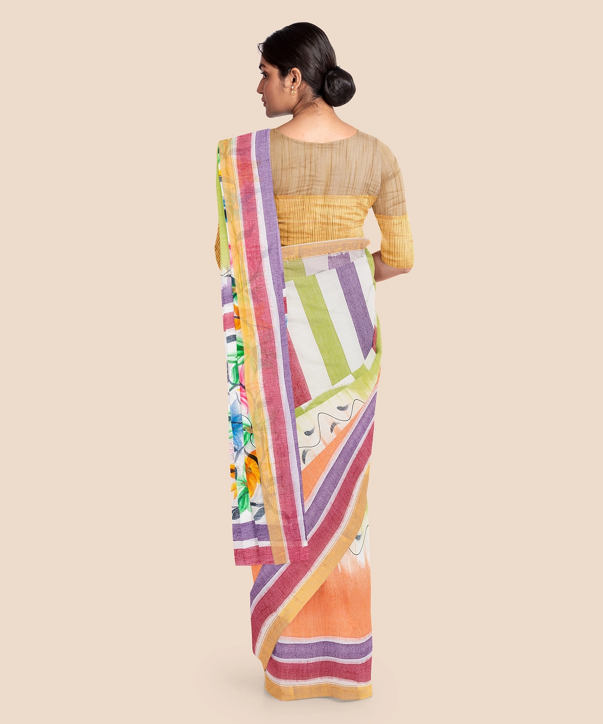 Pure Cotton Hand Painted Kasavu Saree-3