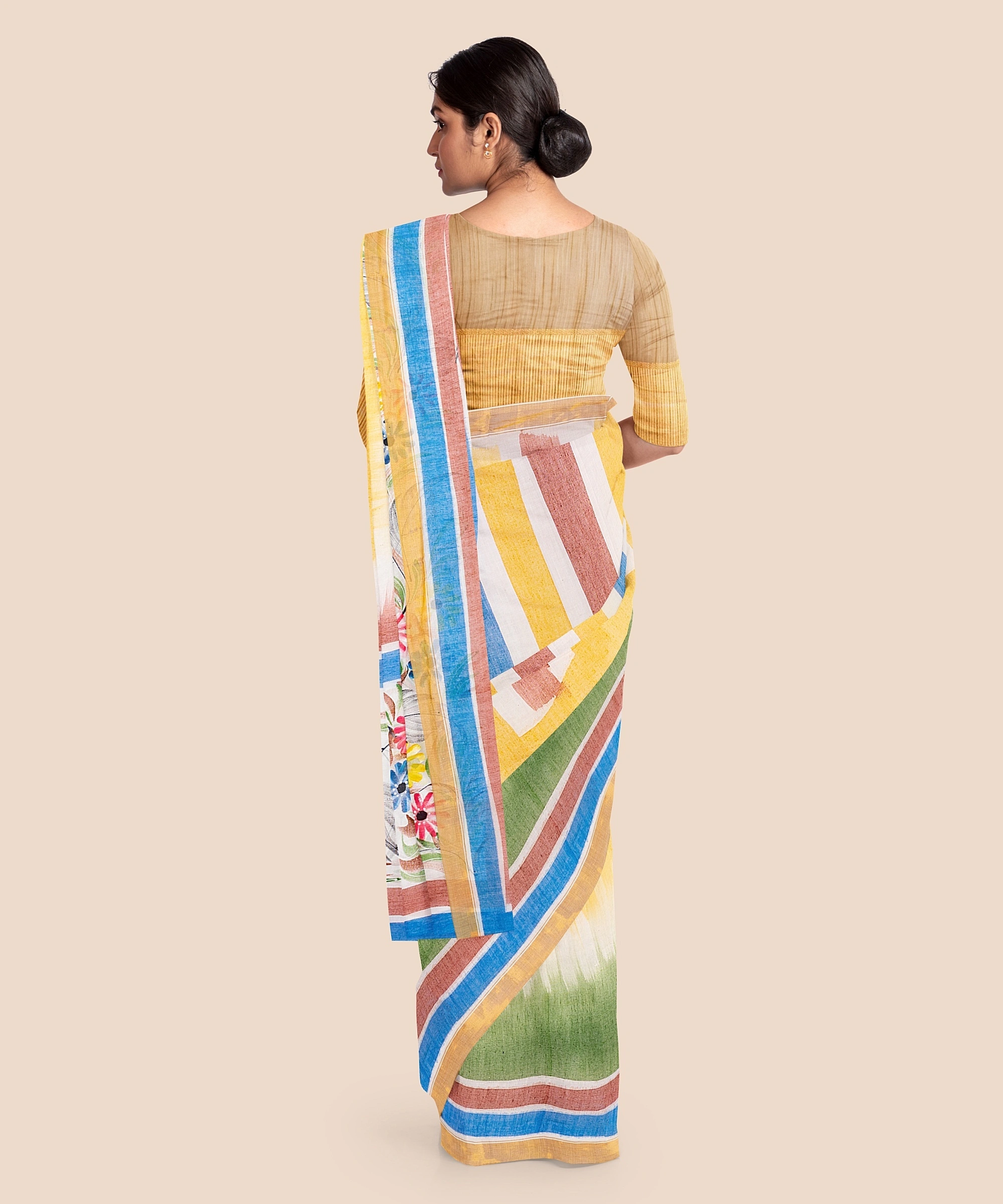 Pure Cotton Hand Painted Kasavu Saree-LAAKPCS024