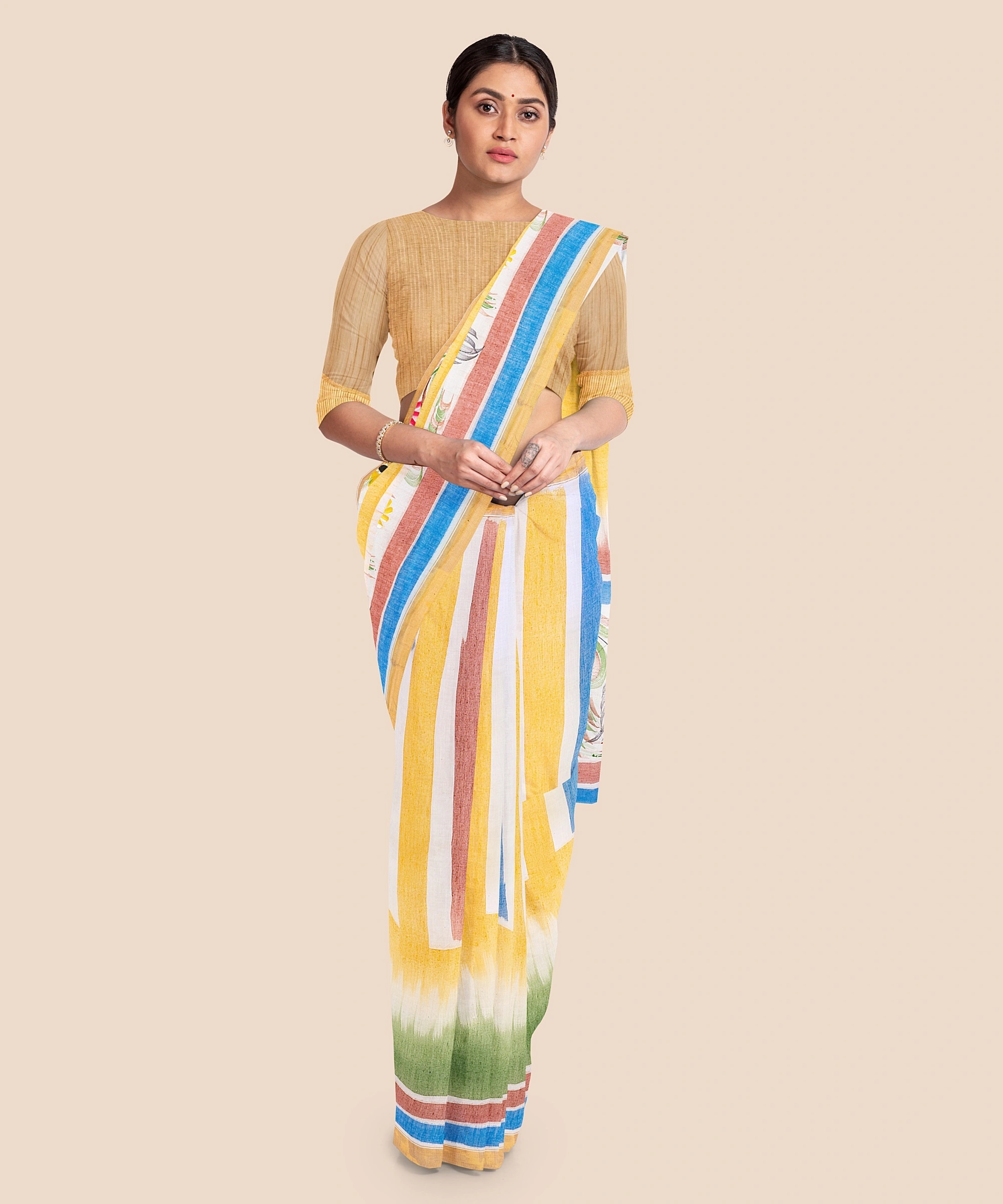 Pure Cotton Hand Painted Kasavu Saree-1