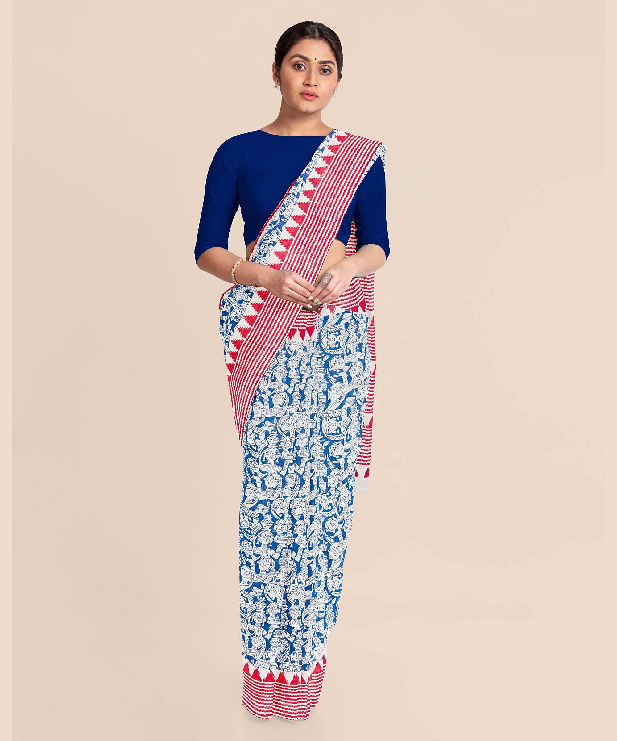 Printed Cotton Saree without Blouse Piece-LAAPCS014