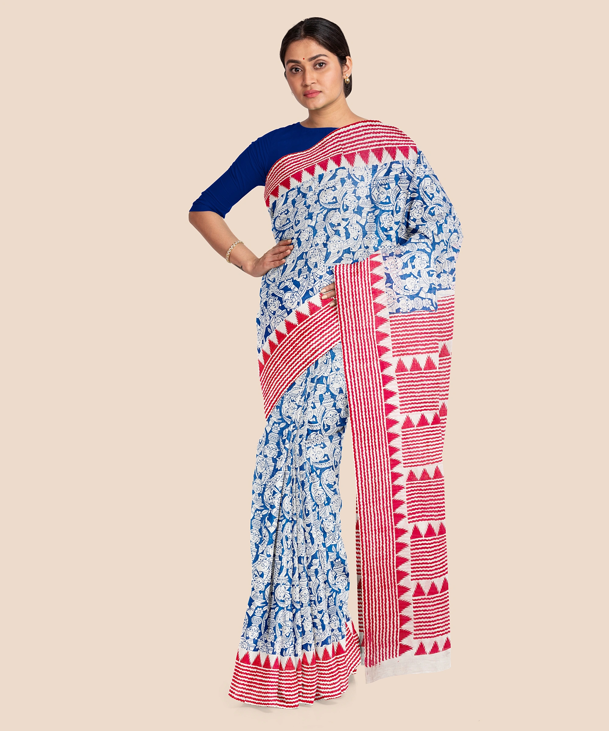 Printed Cotton Saree without Blouse Piece-3