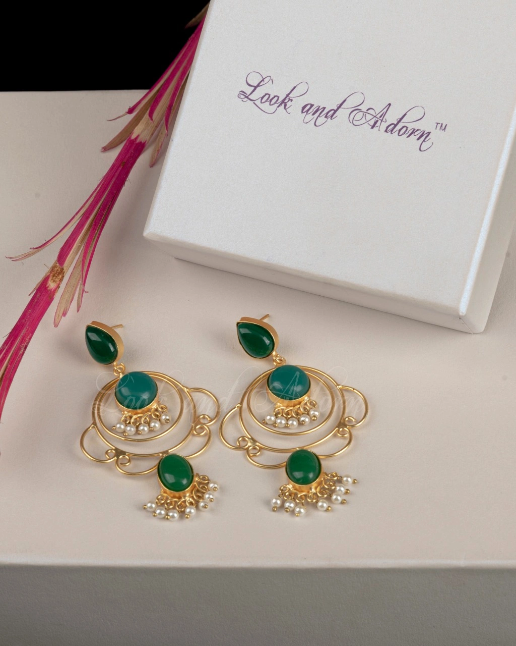 Buy Green Colour Flower Styled Traditional EarringsCrystal Stone Earrings  Online  Anuradha Art Jewellery