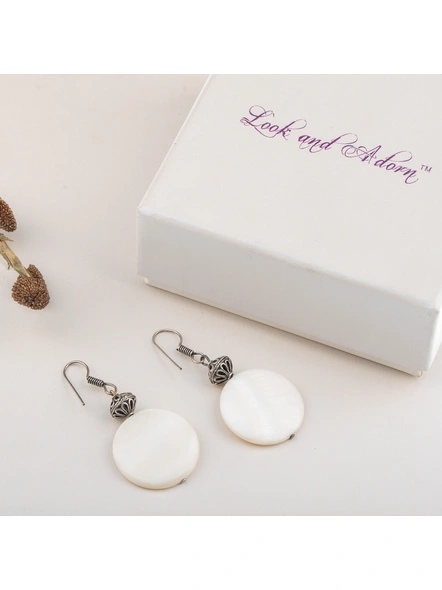 Handmade Mother Of Pearl earring With German Silver Designer Bead-LAAER221
