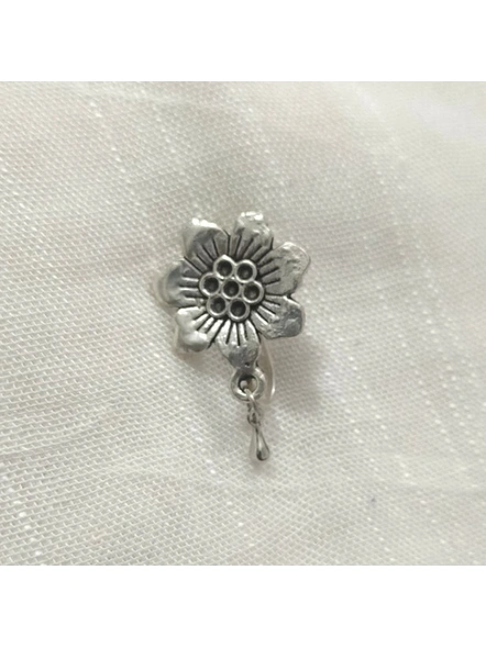 Designer Flower German Silver Clip-on Nosepin-LAAGSNP005