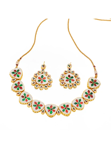 Exclusive Kundan Choker Earring Necklace set with adjustable Dori and Backside meenakari work-1