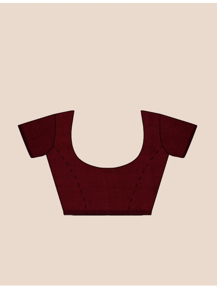 Mercerized Handloom Maroon Cotton Saree with Pompom and Blouse Piece-Maroon-Cotton-Free-Sari-Female-Adult-8