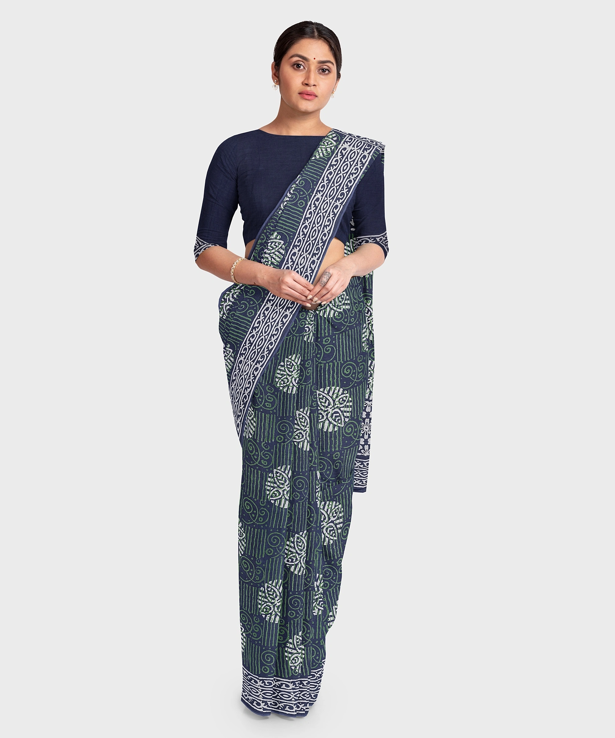 Printed Mulmul Pure Cotton Saree with Blouse piece-3