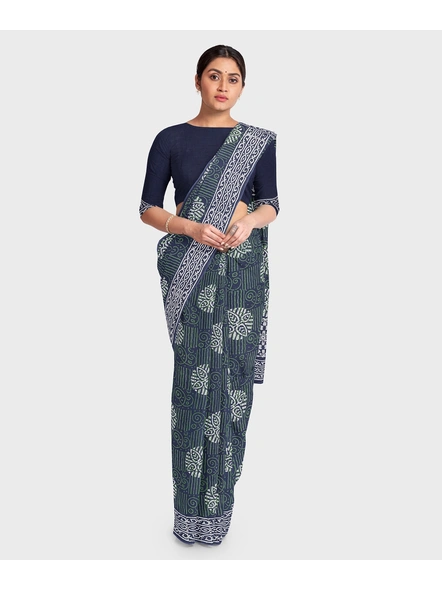 Printed Mulmul Pure Cotton Saree with Blouse piece-3