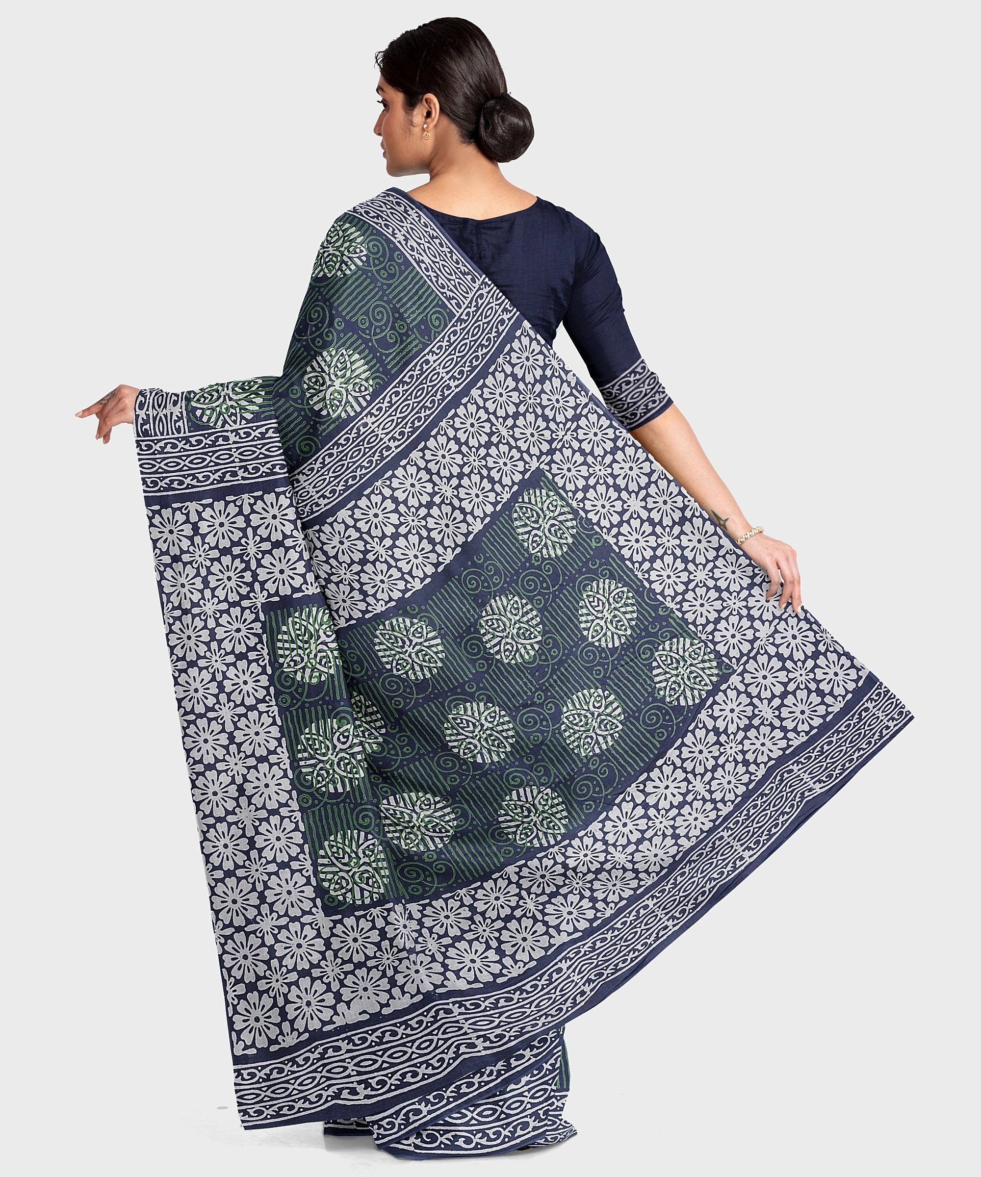 Printed Mulmul Pure Cotton Saree with Blouse piece-1