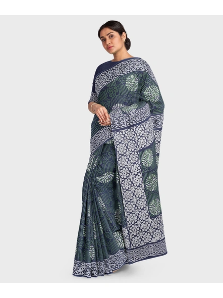 Printed Mulmul Pure Cotton Saree with Blouse piece-2