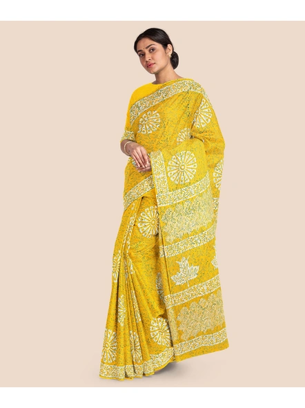 Printed Mulmul Pure Cotton Saree with Blouse piece-2