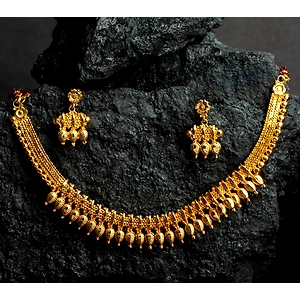 Designer Drop Choker Necklace set with Adjustable Seedbead hassle