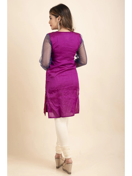 Designer Purple Kurti with Floral Embroidery-purple-Medium-Embroidered Fabric-Adult-Female-3