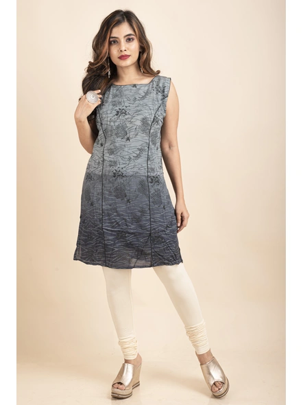 Shaded Grey Printed Tunic Dress-LAASGD24