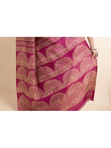 Magenta Motif Design Print Murshidabad Tussar Silk Saree with Blouse Piece-Magenta-Tussar Silk-Free-Female-Adult-4