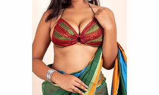 Red & Green Backless Halter Blouse