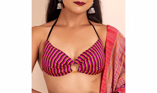 Multicolor Backless Halter Blouse