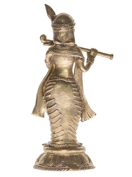 Handcrafted Decorative Dokra Krishna-Brass-Figurine-God-Krishna-Table top-3