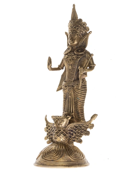Handcrafted Decorative Dokra Laxmi 12 inch-Brass-Figurine-God-Laxmi-Table top-2