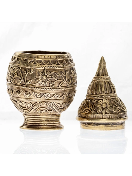 Handcrafted Decorative Dokra Laxmi Pot-Brass-Figurine-Decorative-Table top-1