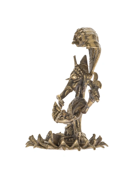 Handcrafted Decorative Dokra Ganesh Snake Head-Brass-Figurine-God-Ganesh-Table top-3