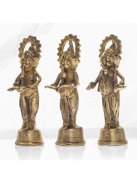 Handcrafted Decorative Dokra Ganesh Musical Set of 3-BHHCDOKGANESHM002