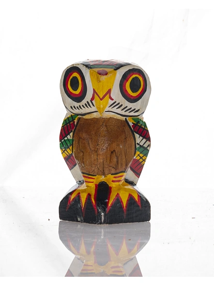 Handcrafted Decorative Wooden Owl 4 inch Set of 2-BHHCWOODOWL004