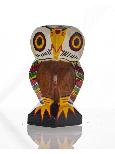 Handcrafted Decorative Wooden Owl 5 inch Set of 2-BHHCWOODOWL005